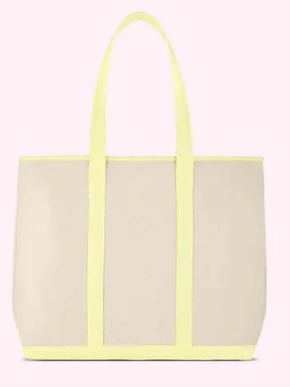 Stoney Clover Lane Beige Canvas Tote with Neon Yellow Trim